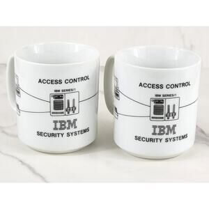 IBM Security Systems Cybersecurity Coffee Mug 14oz Teacup 80s 4" x2 Vintage